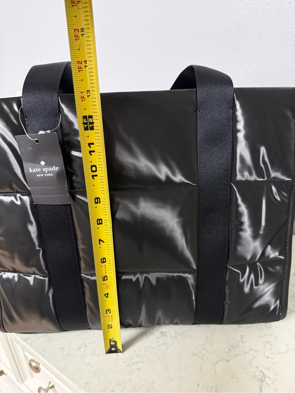 kate spade Glossy Quilted Patent Tote in Black - Picture 5 of 9